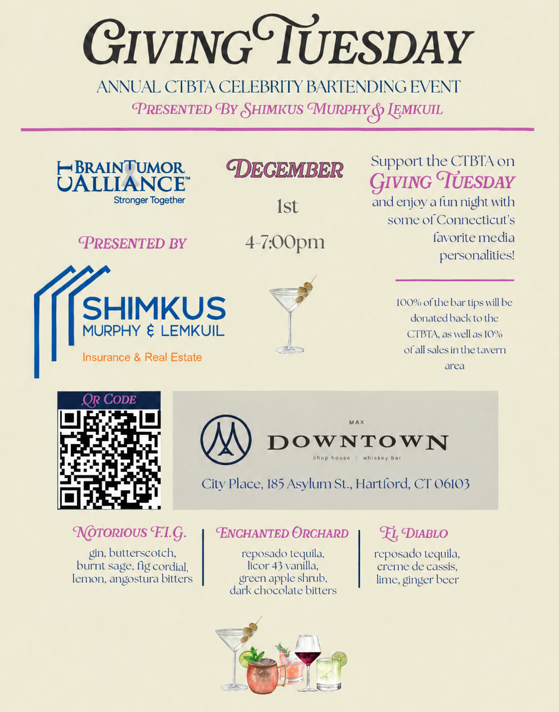 Giving Tuesday | Annual CTBTA Celebrity Bartending Event  