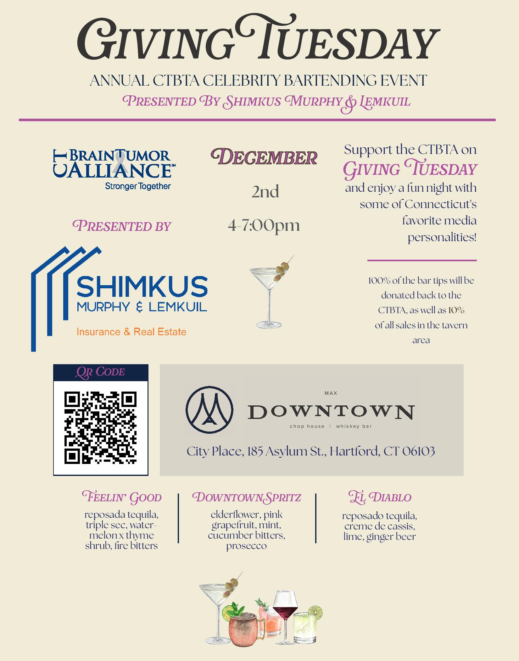 Giving Tuesday | Annual CTBTA Celebrity Bartending Event 