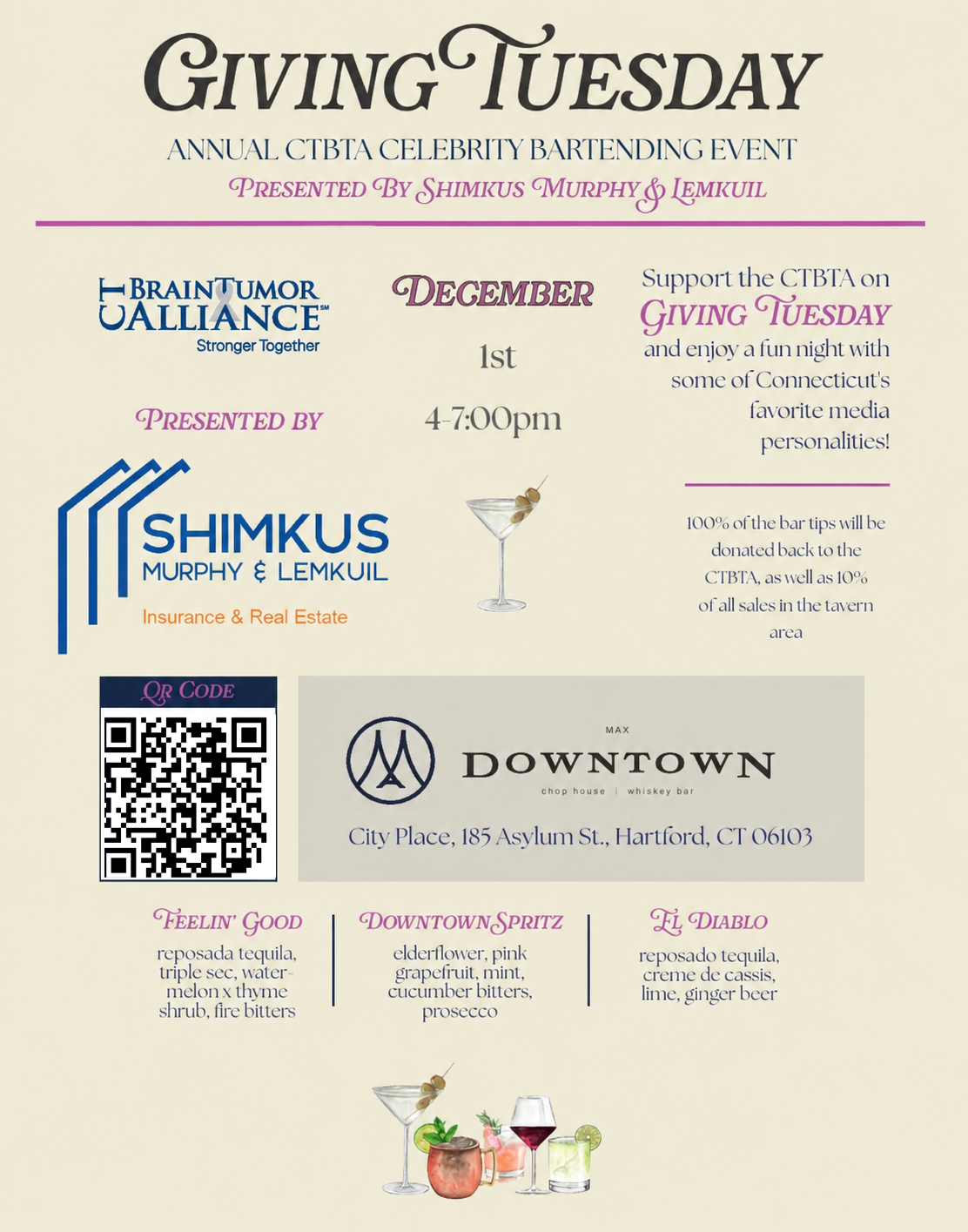 Giving Tuesday | Annual CTBTA Celebrity Bartending Event  